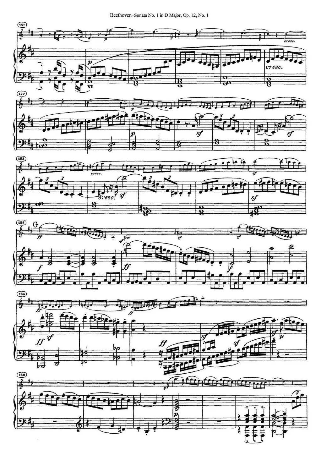 Violin Sonata No.1 in D Major Op.12 No.1（小提琴+钢琴伴奏）