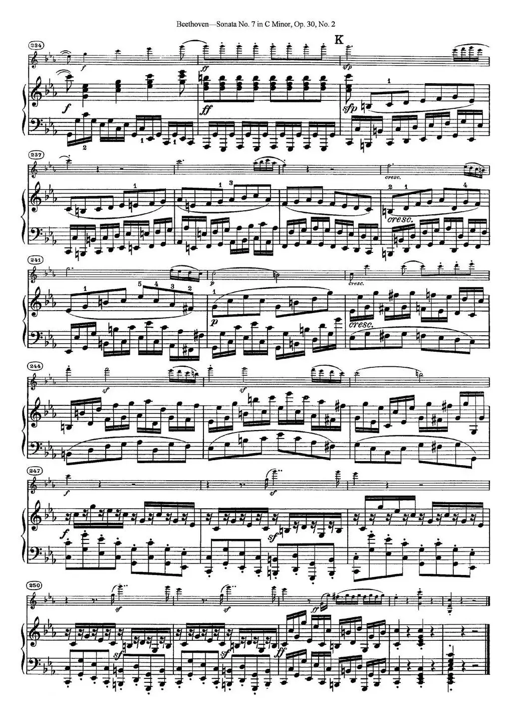 Violin Sonata No.7 in C Minor Op.30 No.2（小提琴+钢琴伴奏）