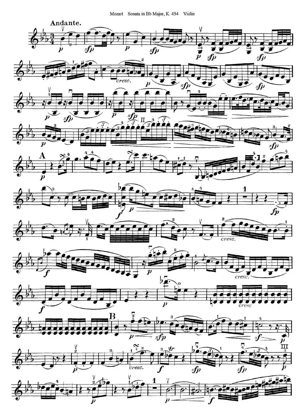 Violin Sonata in Bb Major K.454