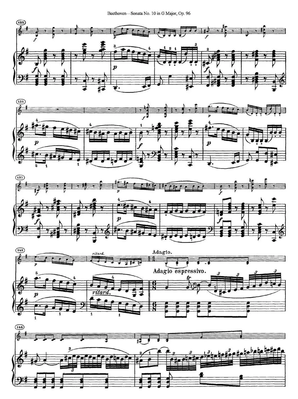 Violin Sonata No.10 in G Major Op.96（小提琴+钢琴伴奏）