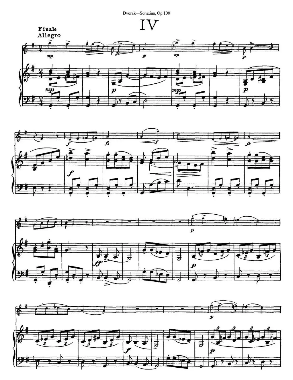 Violin Sonatina Op.100（小提琴+钢琴伴奏）