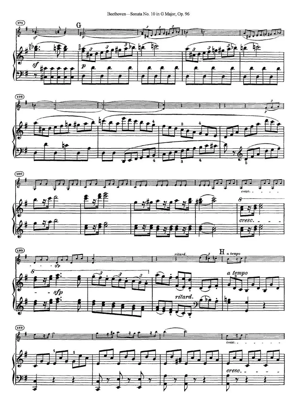 Violin Sonata No.10 in G Major Op.96（小提琴+钢琴伴奏）