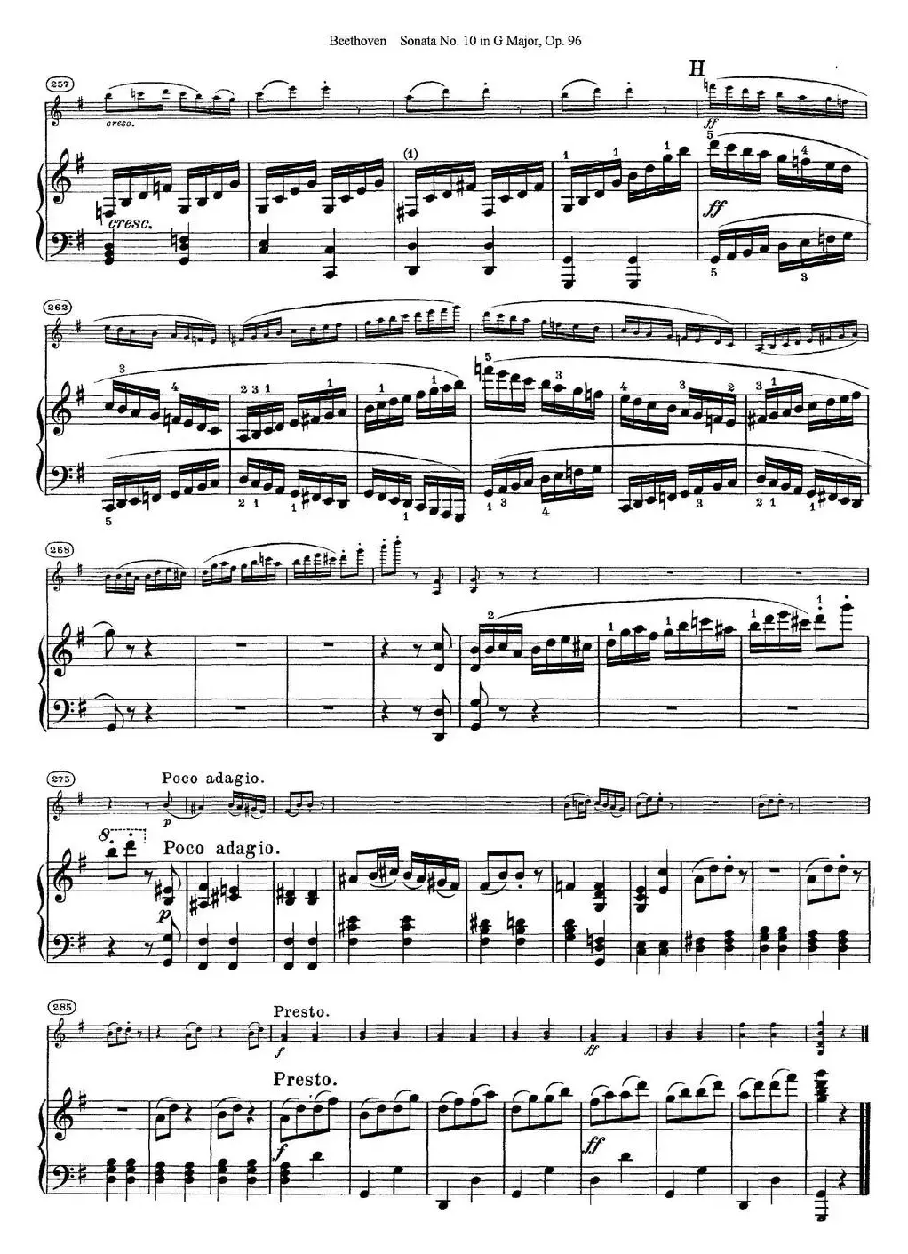 Violin Sonata No.10 in G Major Op.96（小提琴+钢琴伴奏）