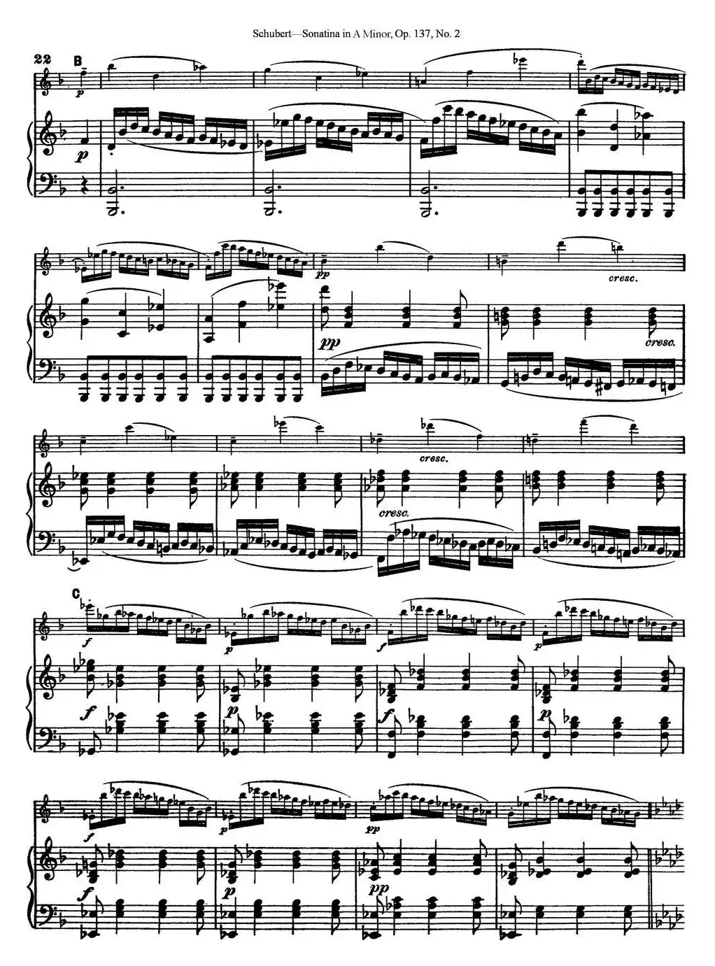 Violin Sonatina in A minor Op.137 No.2（小提琴+钢琴伴奏）