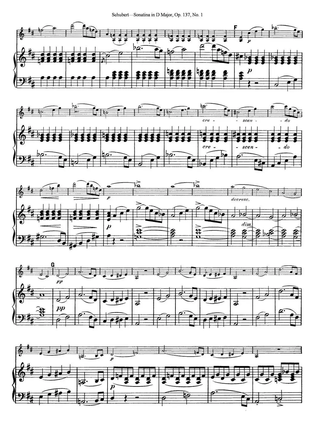 Violin Sonatina in D major Op.137 No.1（小提琴+钢琴伴奏）