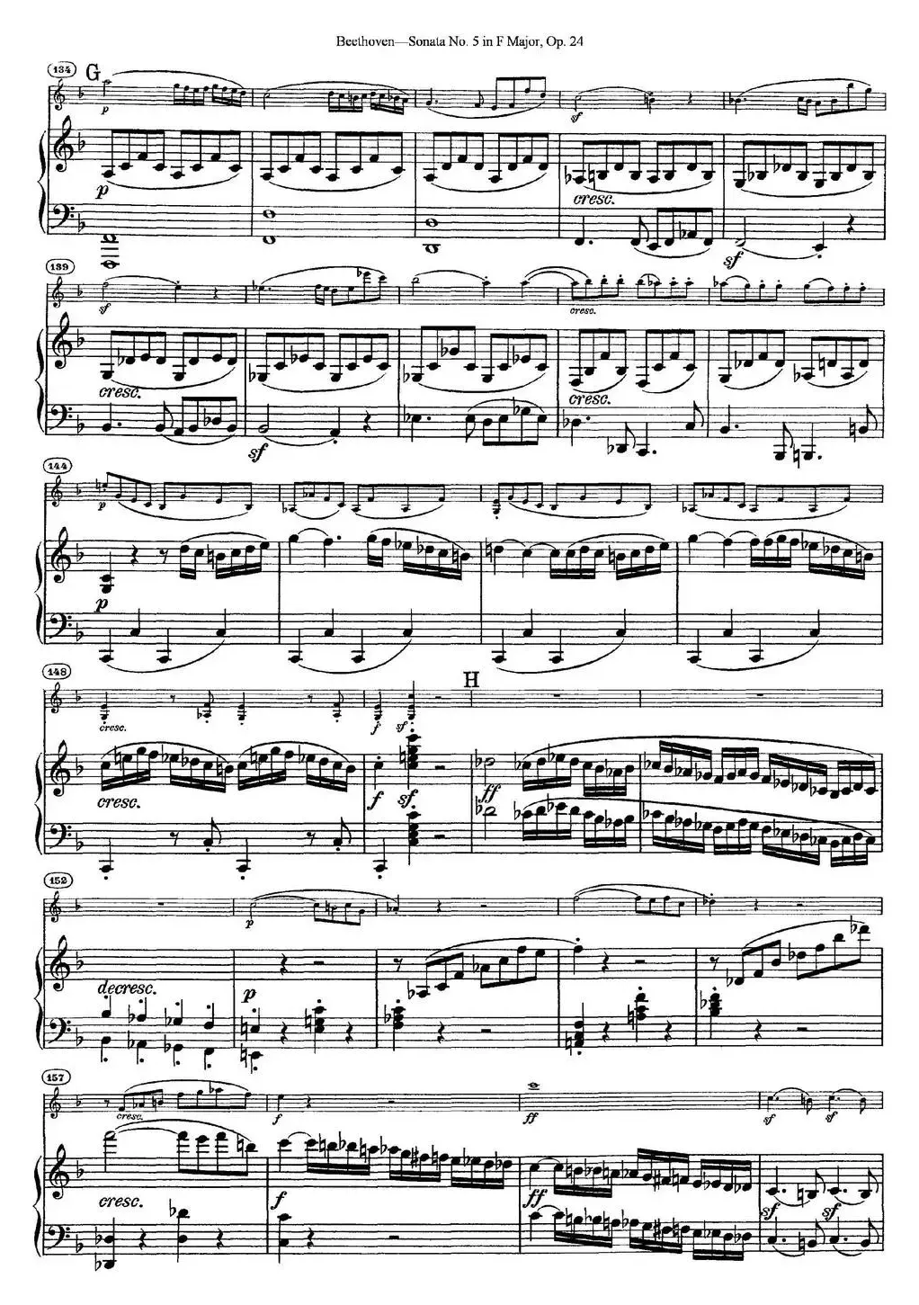 Violin Sonata No.5 in F Major Op.24（小提琴+钢琴伴奏）