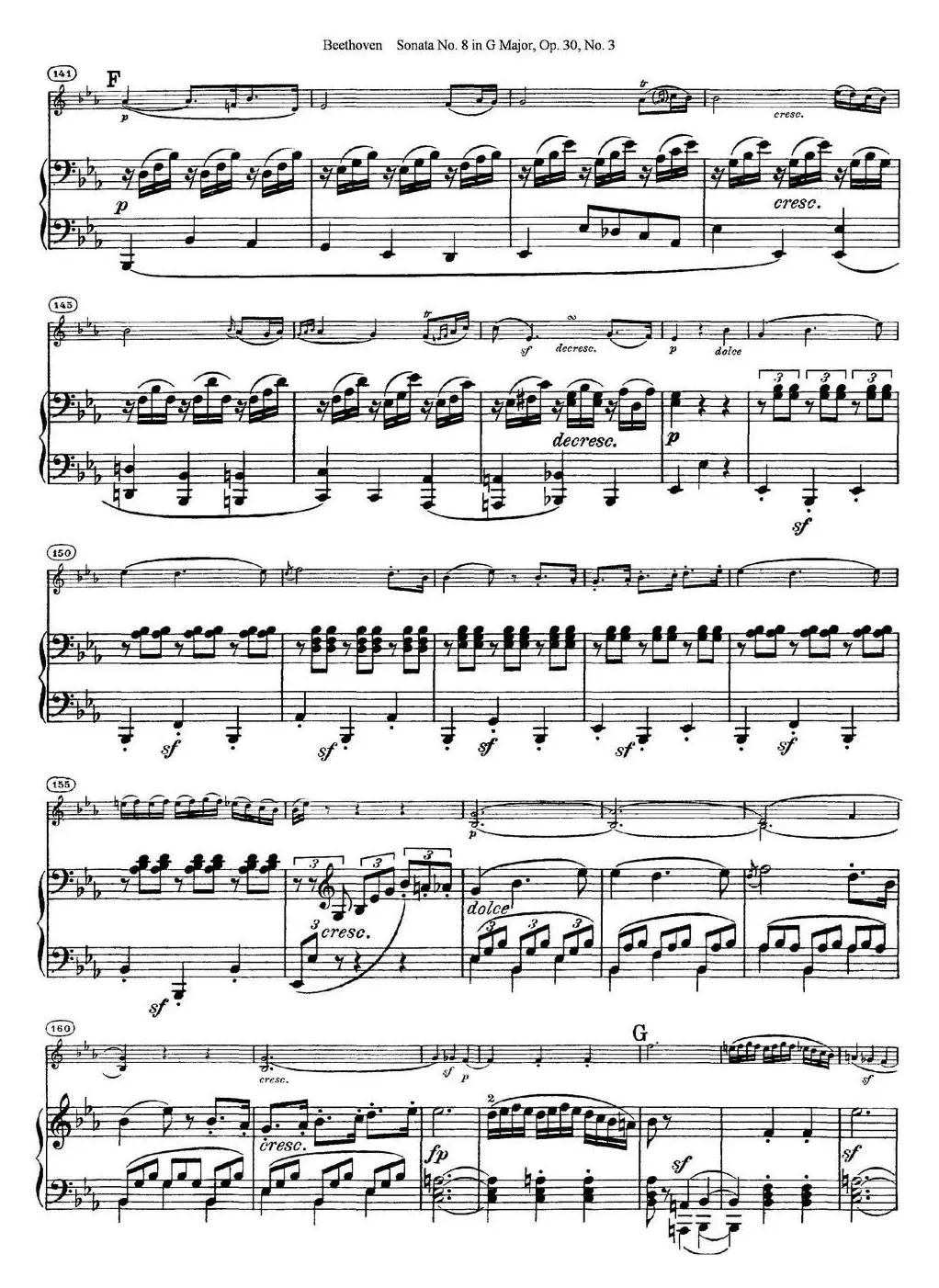 Violin Sonata No.8 in G Major Op.30 No.3（小提琴+钢琴伴奏）