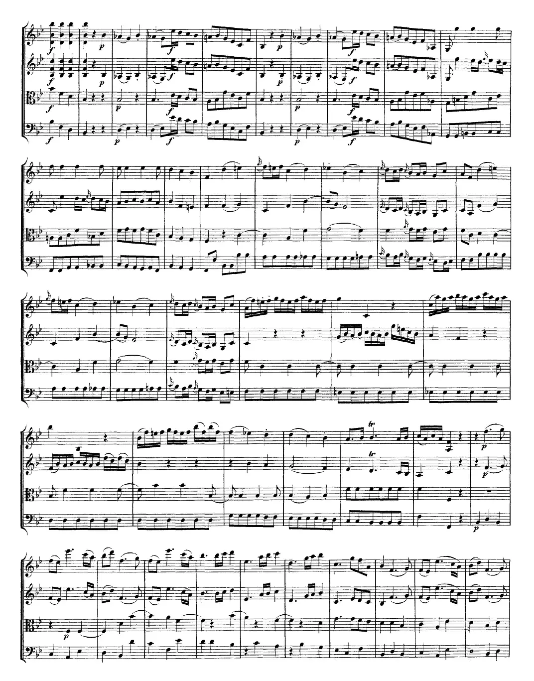 Mozart《Quartet No.12 in Bb Major,K.172》（总谱）