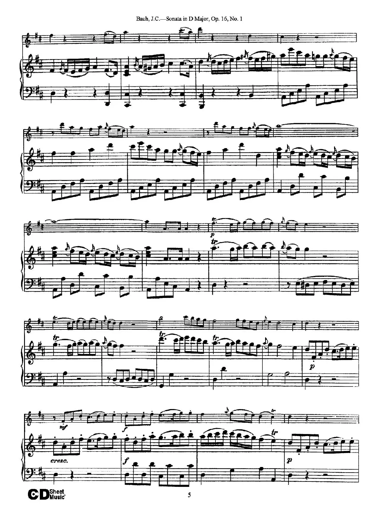 Sonata in D Major,Op.16 No.1（小提琴+钢琴伴奏）