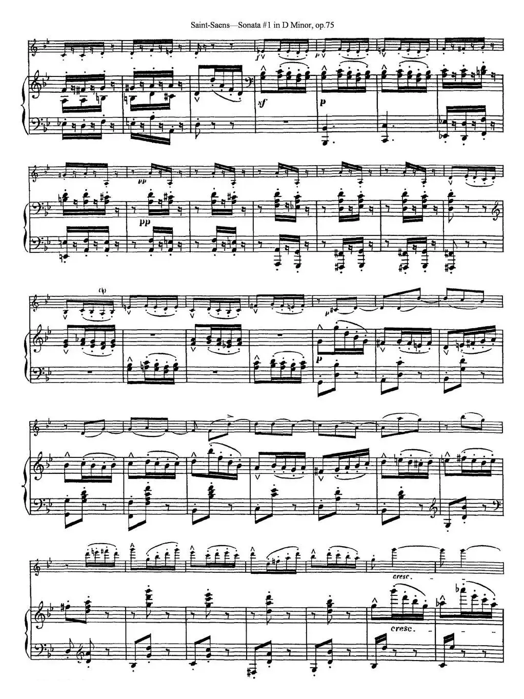 Violin Sonata No.1 in D Minor Op.75（小提琴+钢琴伴奏）