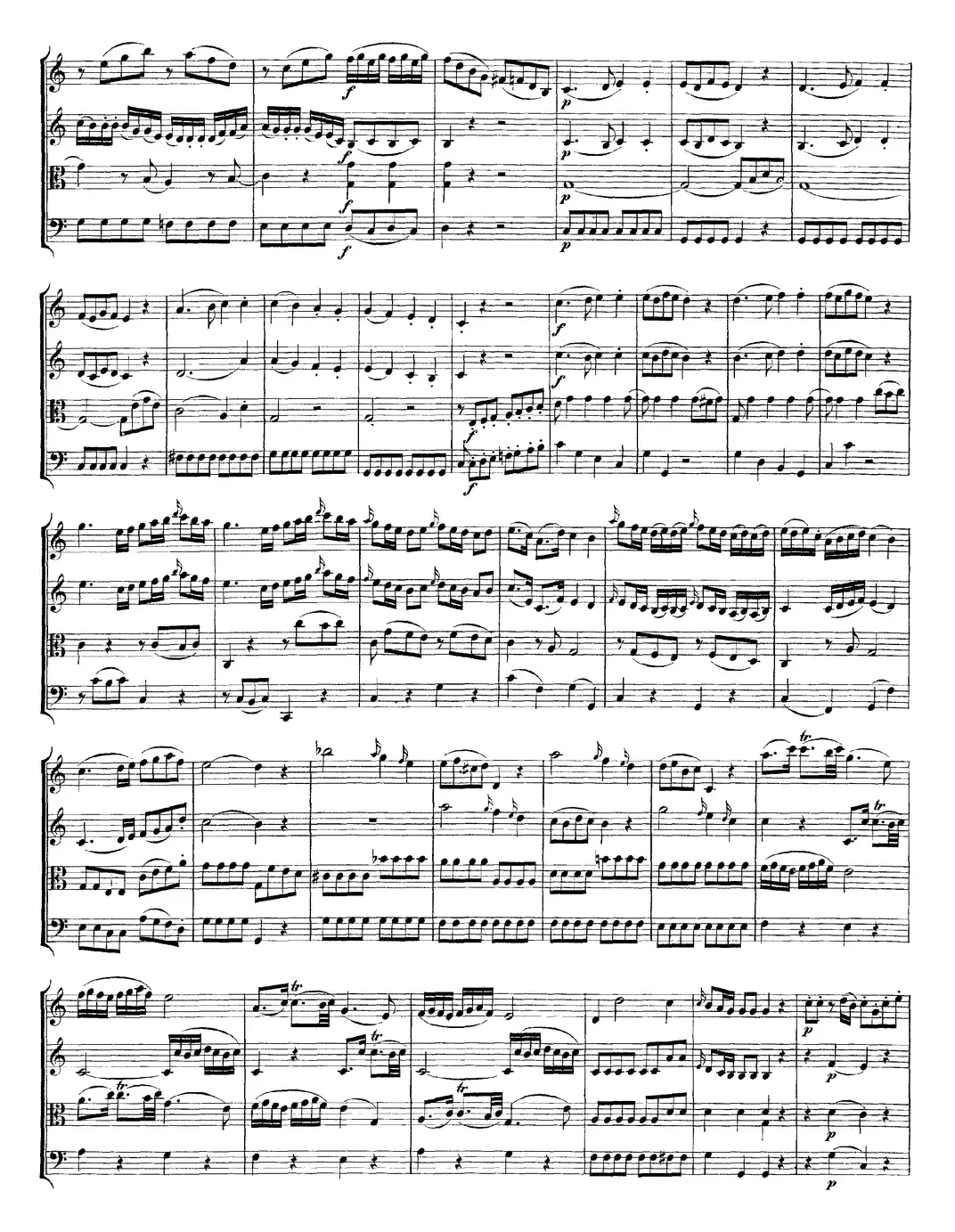 Mozart《Quartet No.4 in C Major,K.157》（总谱）