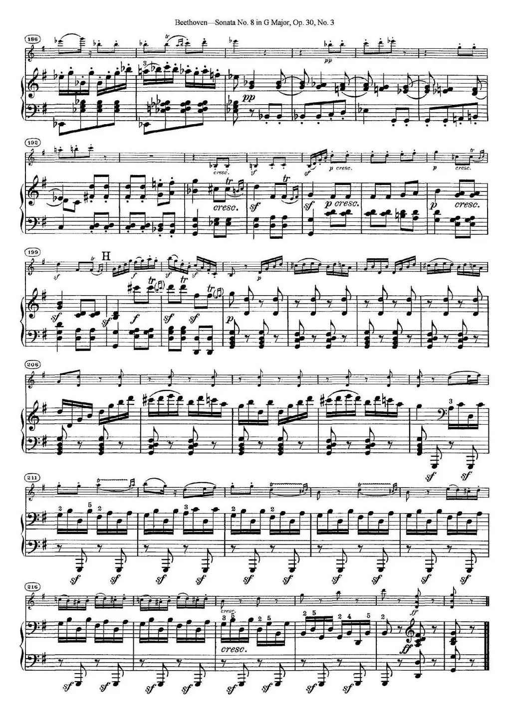 Violin Sonata No.8 in G Major Op.30 No.3（小提琴+钢琴伴奏）