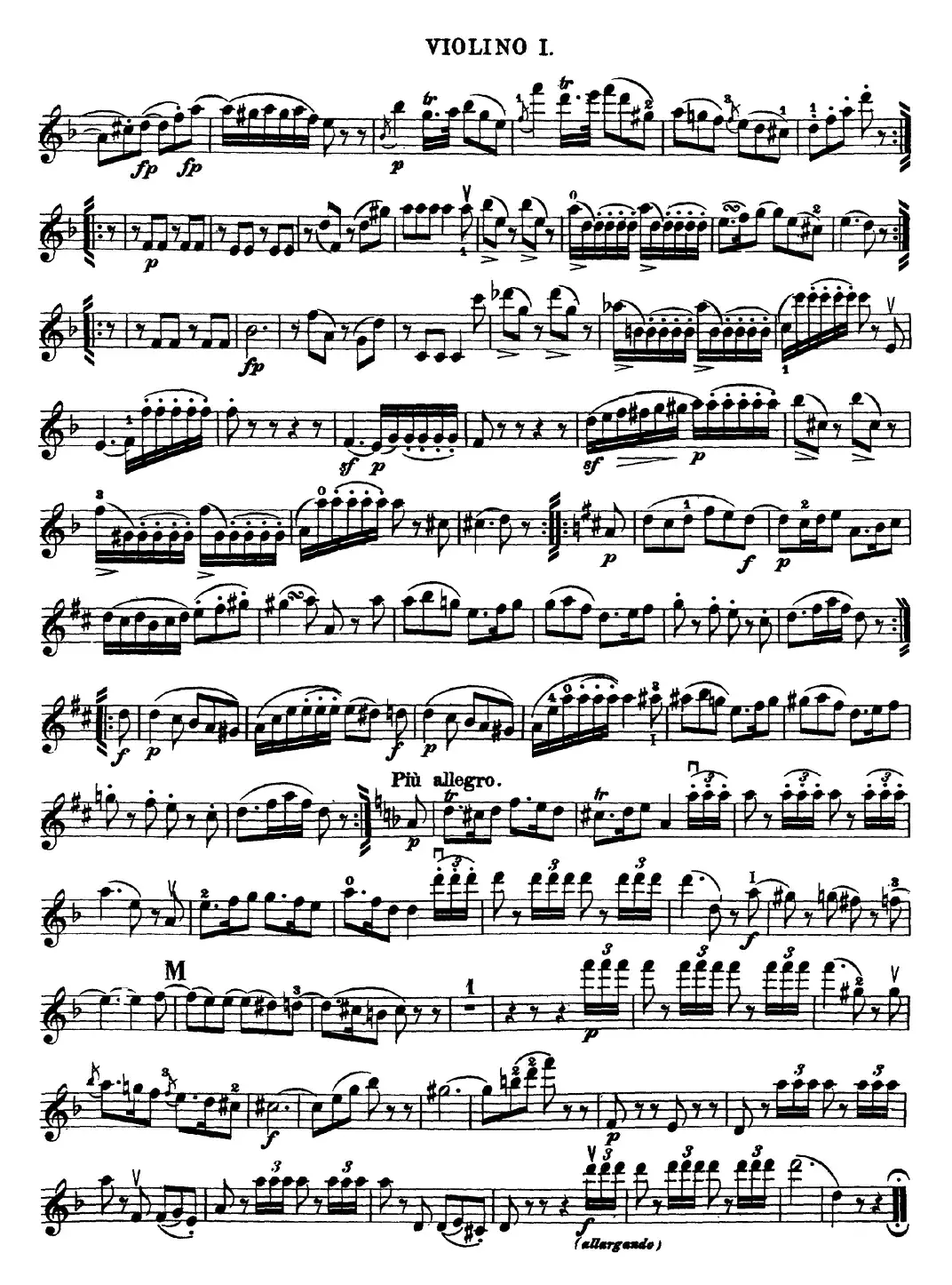 Mozart《Quartet No.15 in D Minor,K.421》（Violin 1分谱）