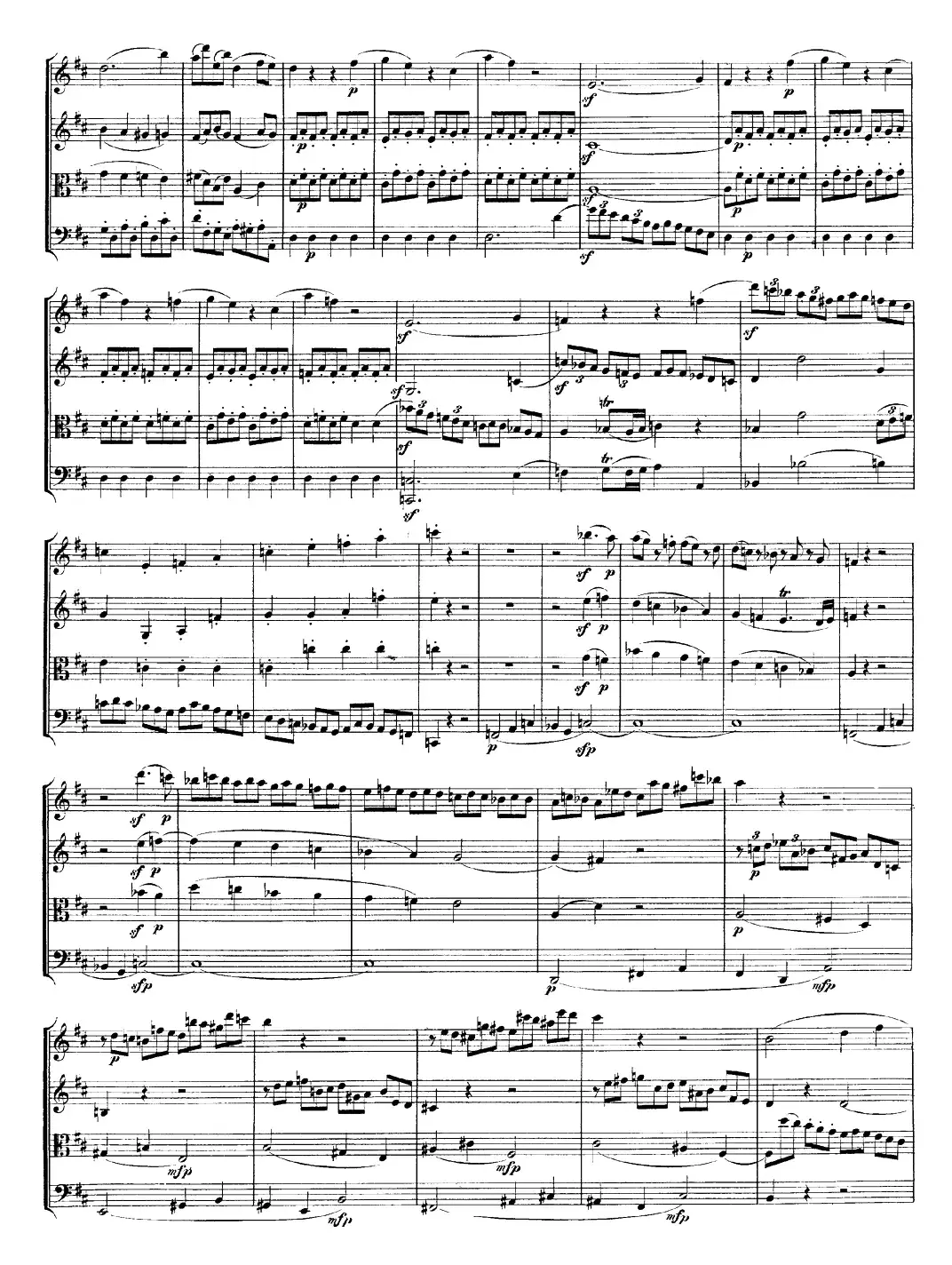 Mozart《Quartet No.21 in D Major,K.575》（总谱）