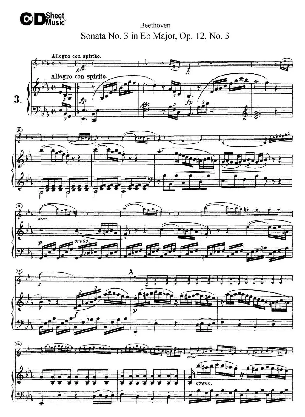 Violin Sonata No.3 in Eb Major Op.12 No.3（小提琴+钢琴伴奏）