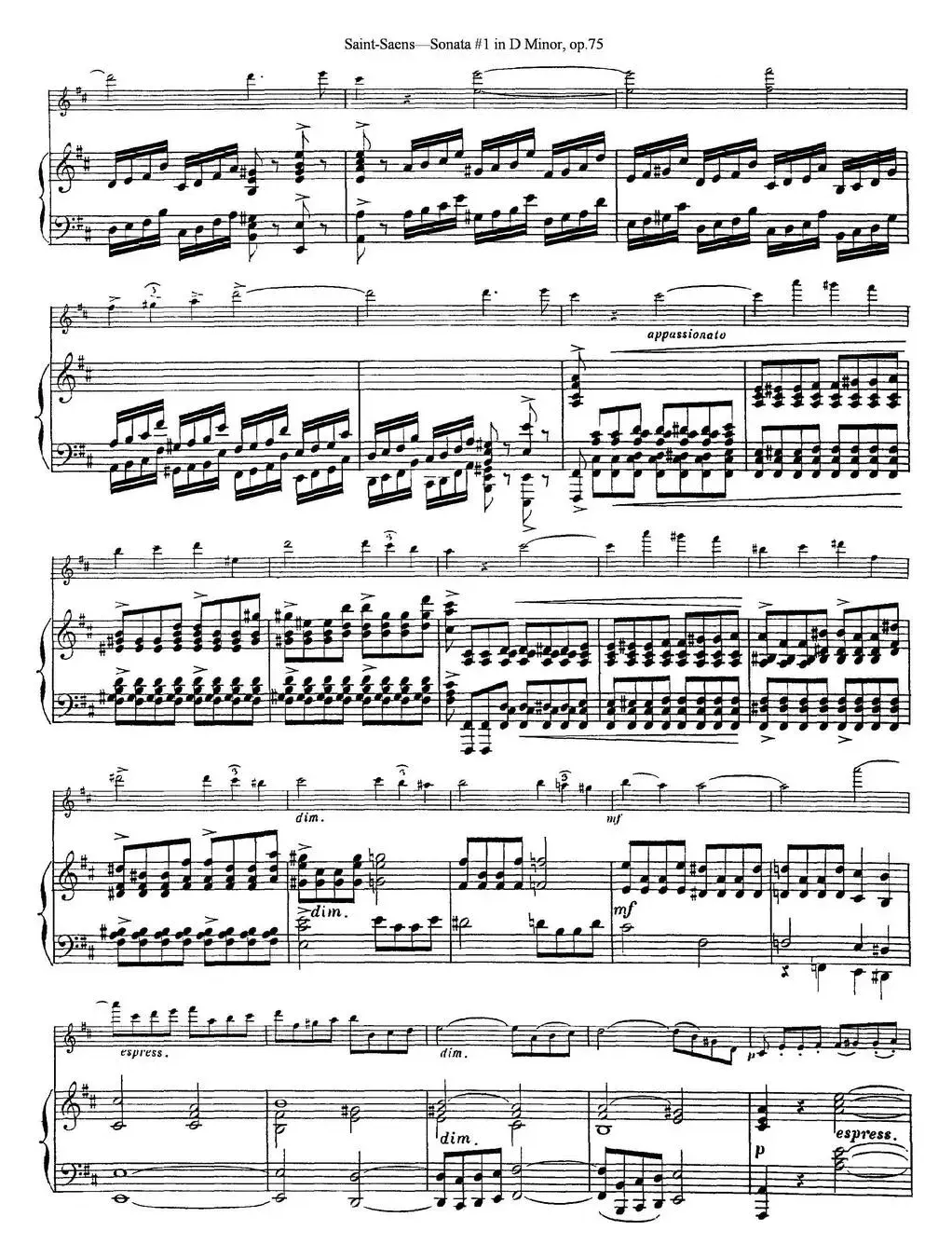 Violin Sonata No.1 in D Minor Op.75（小提琴+钢琴伴奏）