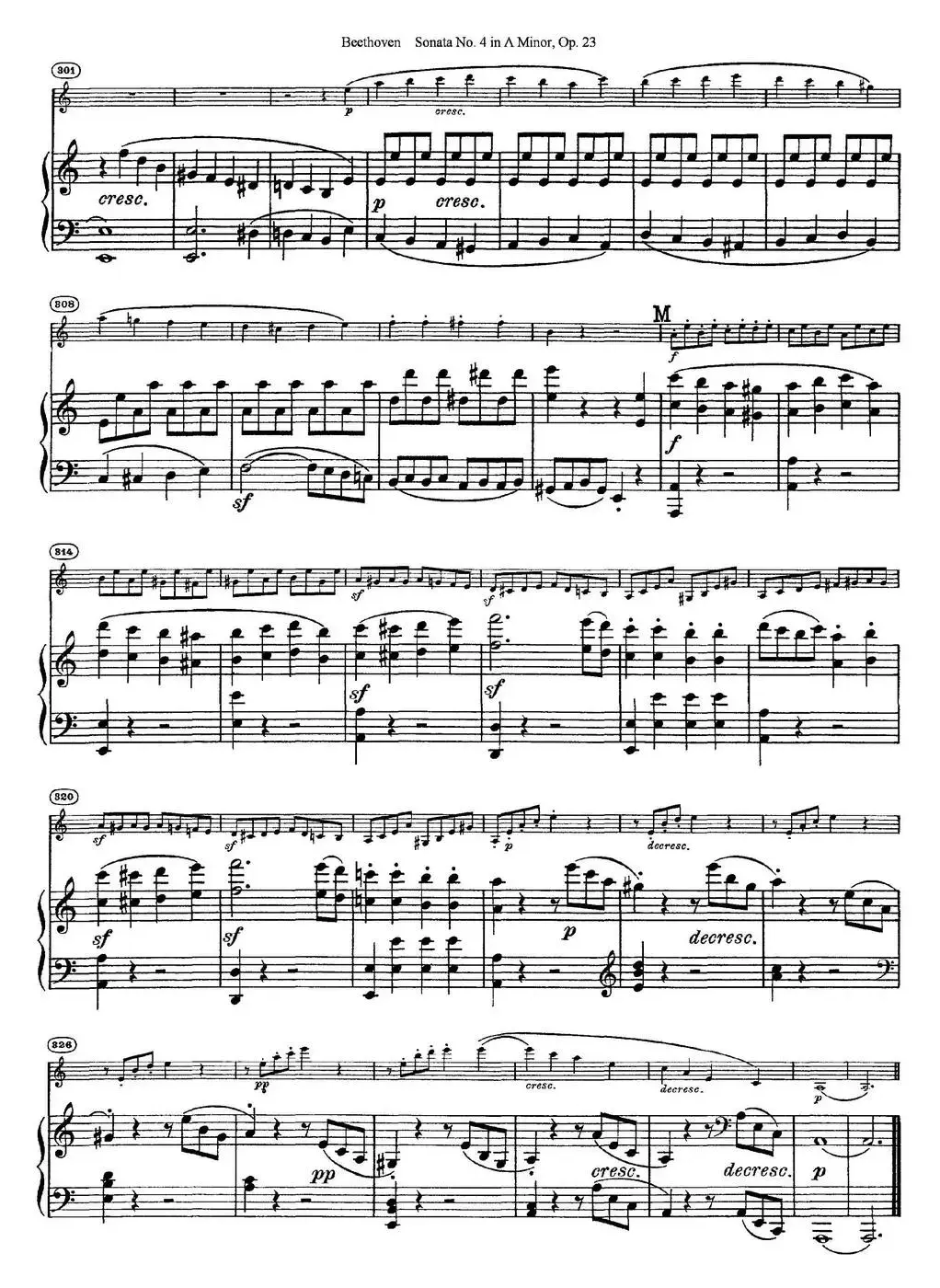 Violin Sonata No.4 in A Minor Op.23（小提琴+钢琴伴奏）