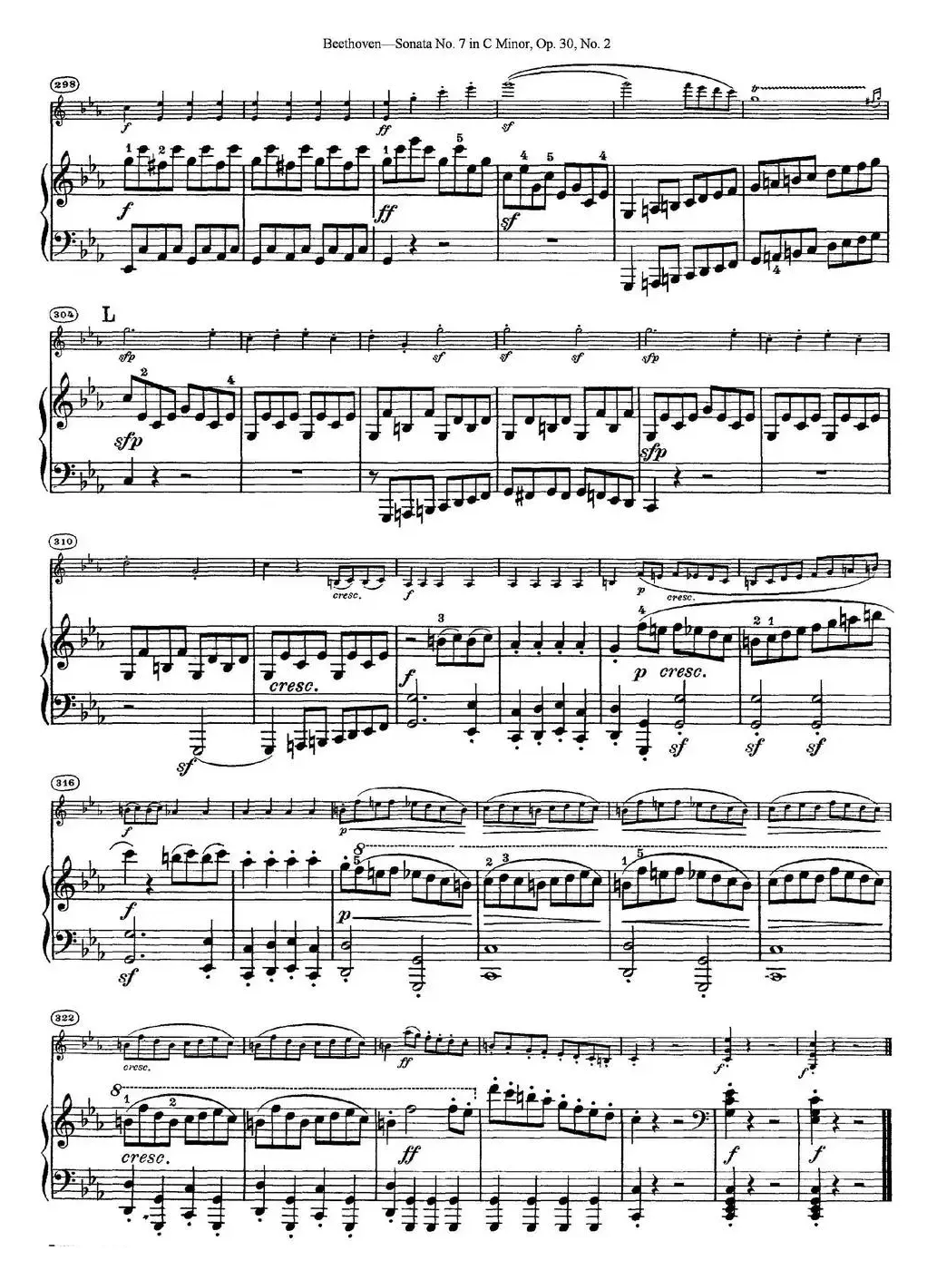 Violin Sonata No.7 in C Minor Op.30 No.2（小提琴+钢琴伴奏）