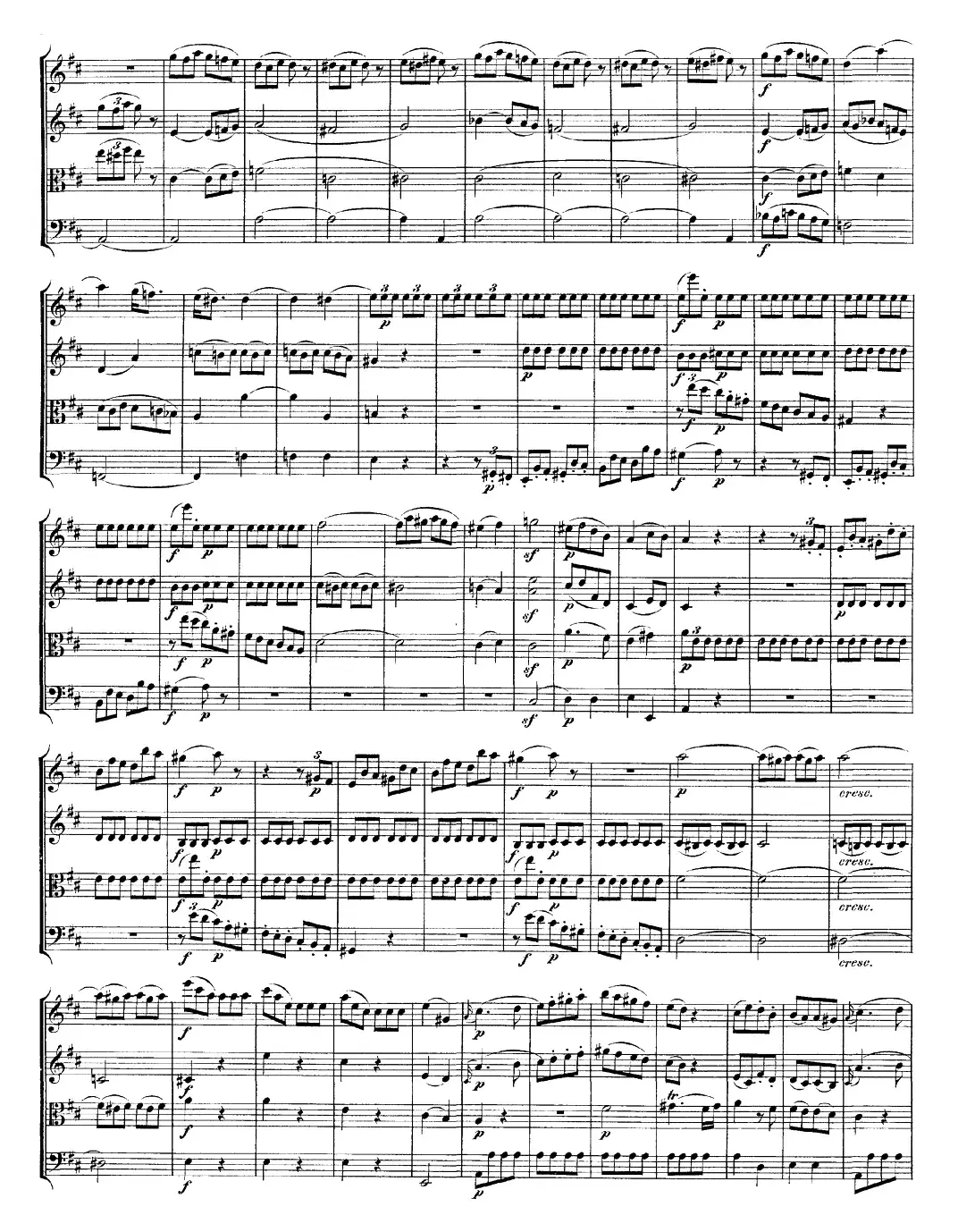 Mozart《Quartet No.20 in D Major,K.499》（总谱）