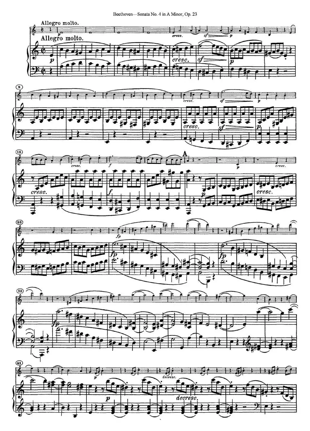 Violin Sonata No.4 in A Minor Op.23（小提琴+钢琴伴奏）