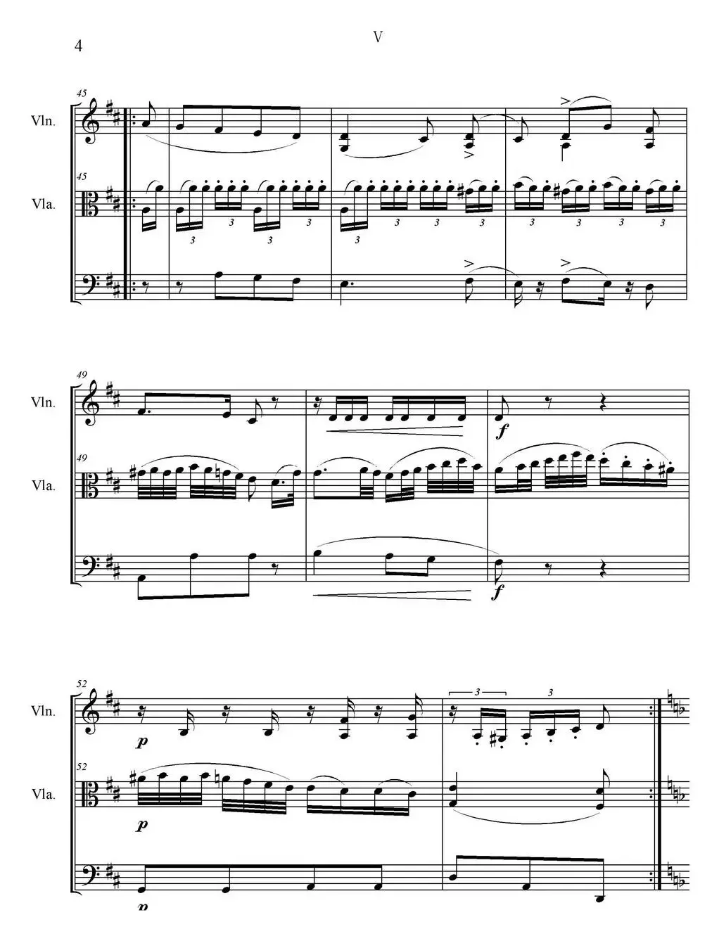 Serenate（String Trio）（D大调弦乐三重奏Op.8,V）