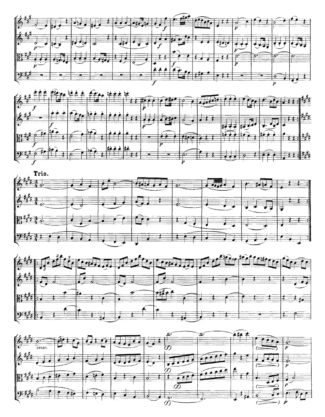 Mozart《Quartet No.18 in A Major,K.464》（总谱）