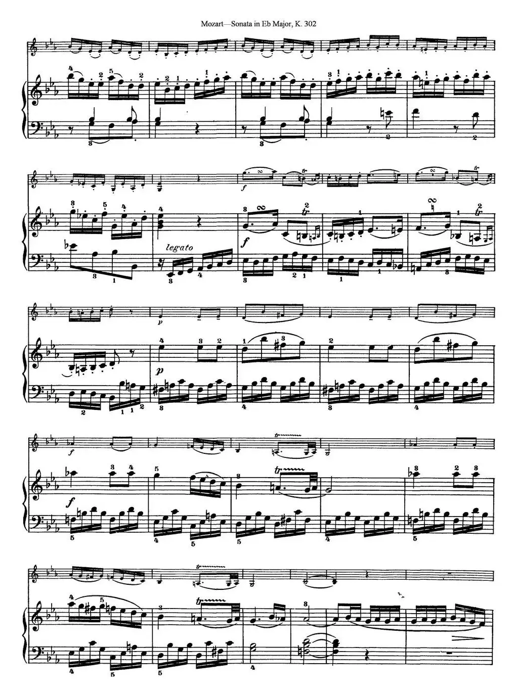 Violin Sonata in Eb Major K.302（小提琴+钢琴伴奏）