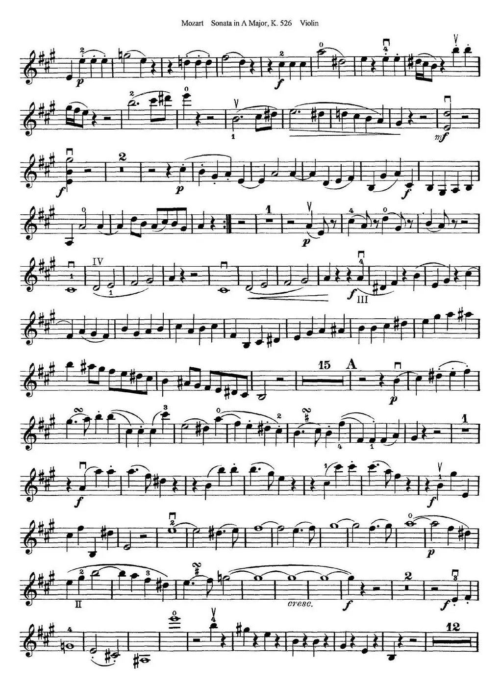 Violin Sonata in A Major K.526