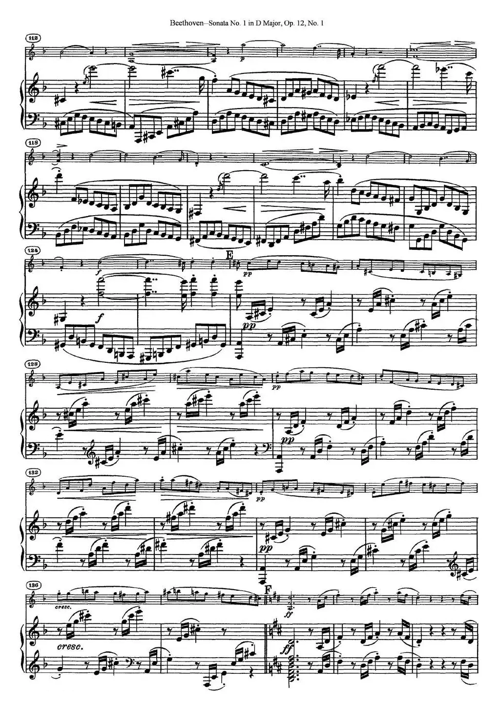 Violin Sonata No.1 in D Major Op.12 No.1（小提琴+钢琴伴奏）