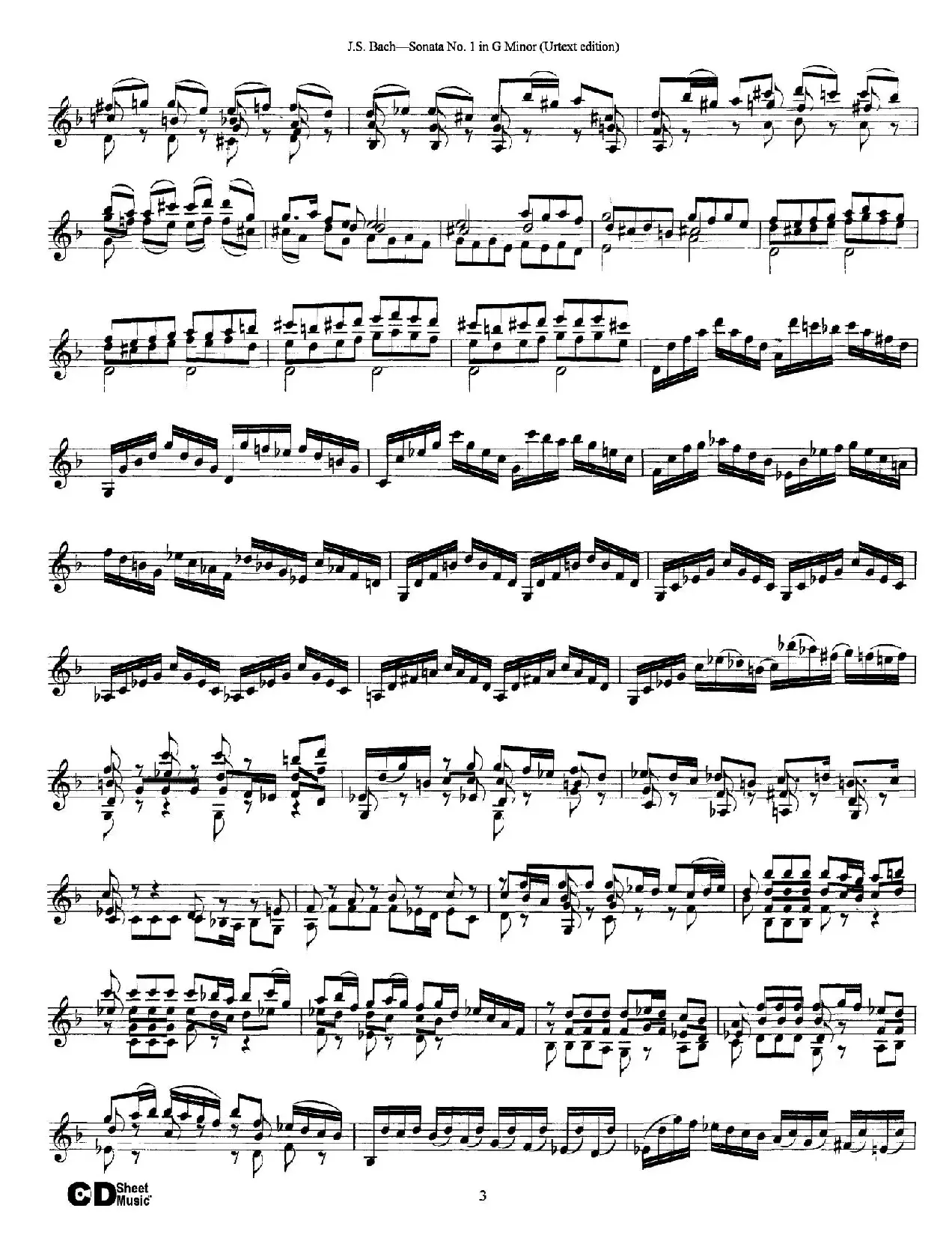 6 Violin Sonatas and Partitas 1.Sonata No.1 G Minor（Urtext edition）