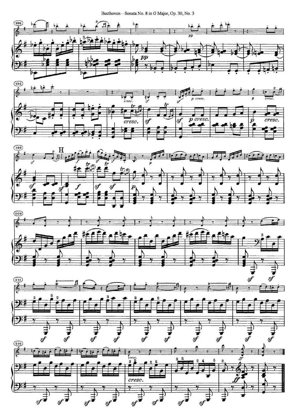 Violin Sonata No.8 in G Major Op.30 No.3（小提琴+钢琴伴奏）