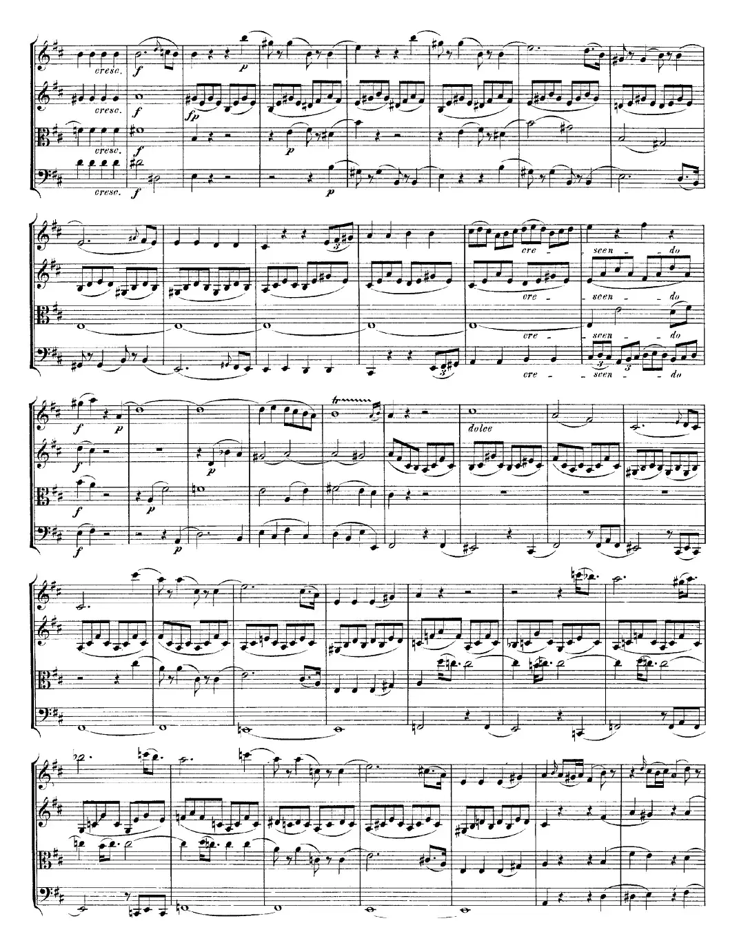 Mozart《Quartet No.20 in D Major,K.499》（总谱）