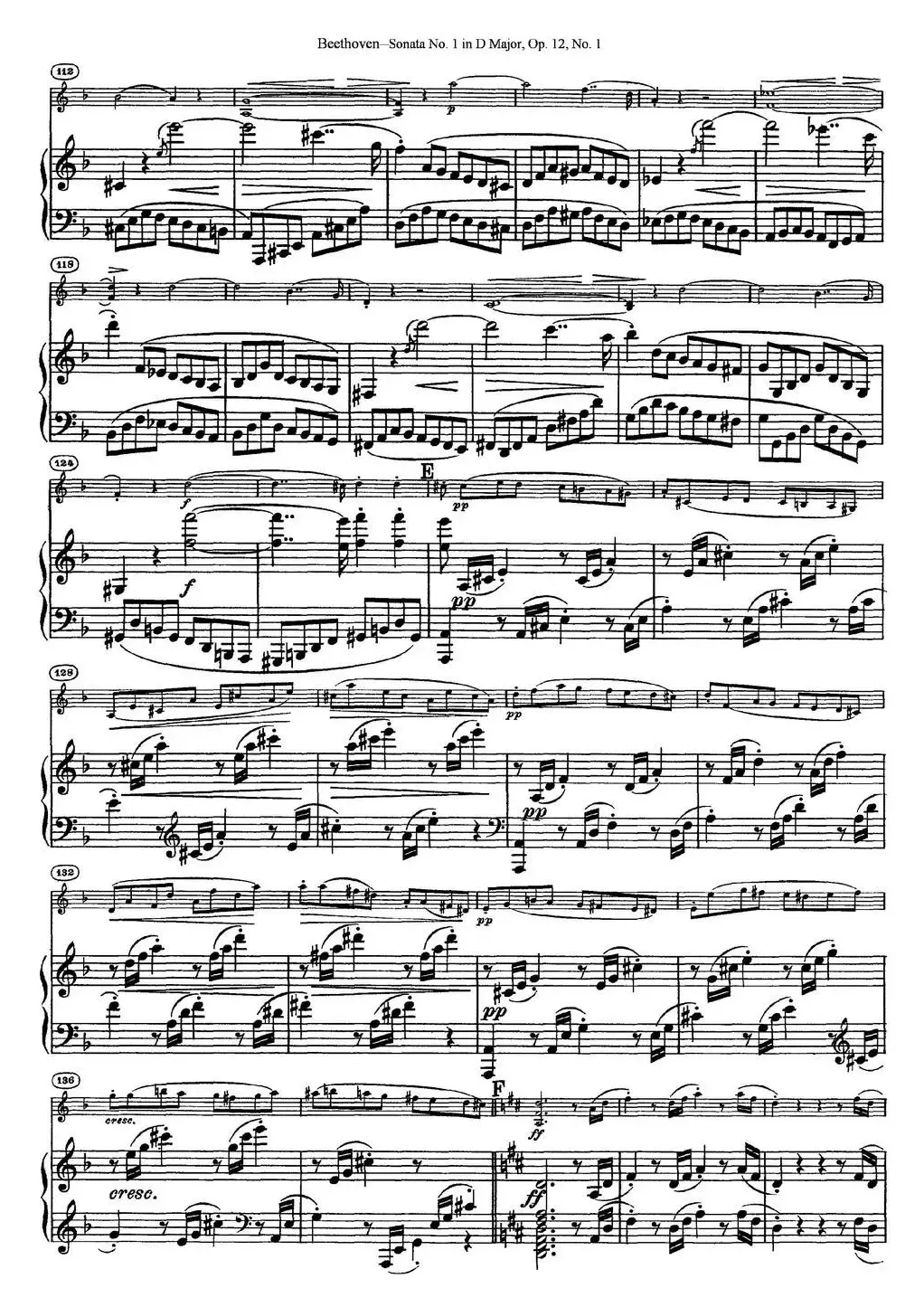 Violin Sonata No.1 in D Major Op.12 No.1（小提琴+钢琴伴奏）