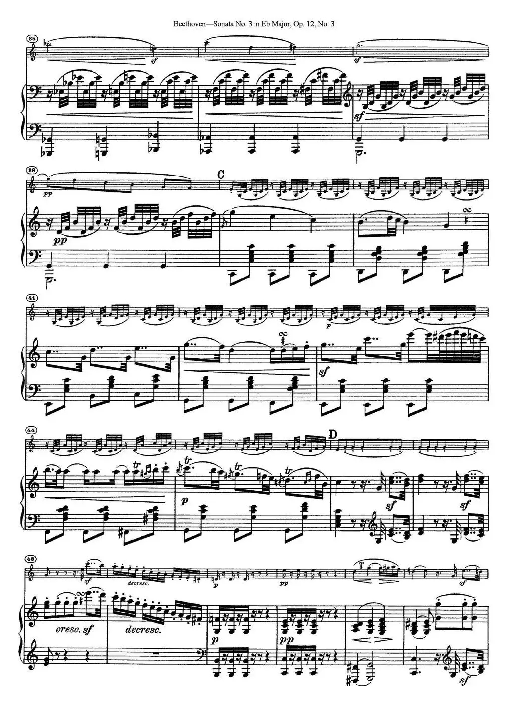 Violin Sonata No.3 in Eb Major Op.12 No.3（小提琴+钢琴伴奏）