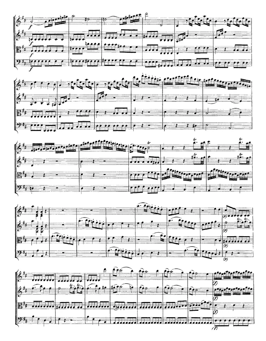 Mozart《Quartet No.2 in D Major,K.155》（总谱）