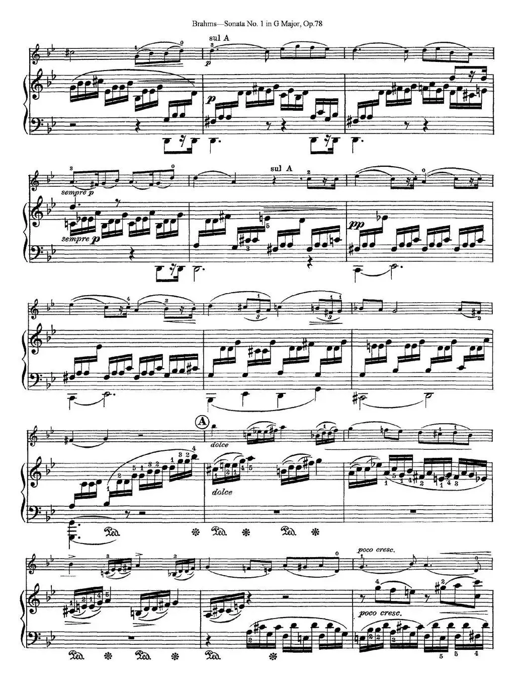 Violin Sonata No.1 in G Major Op.78（小提琴+钢琴伴奏）