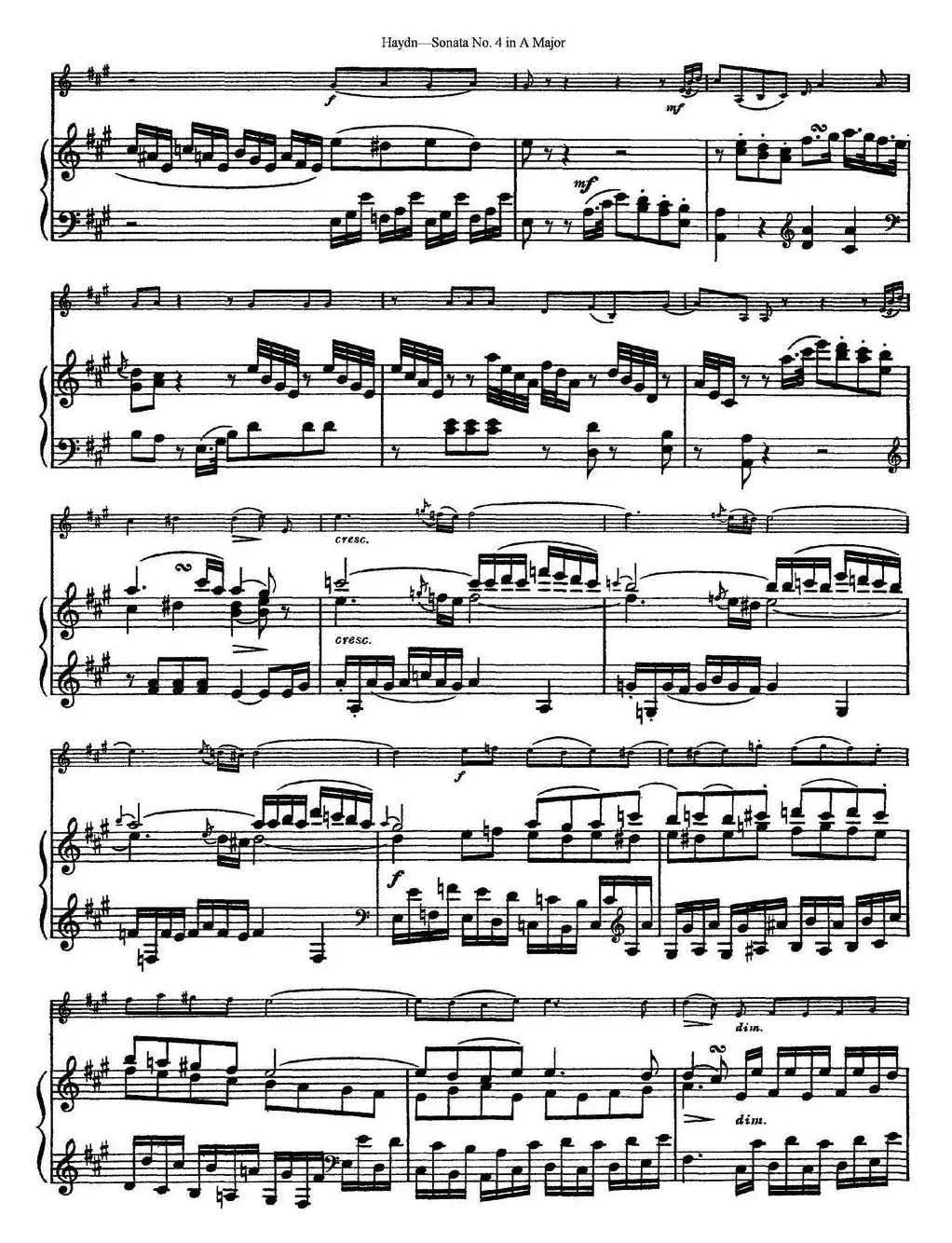 Violin Sonata No.4 in A Major（小提琴+钢琴伴奏）