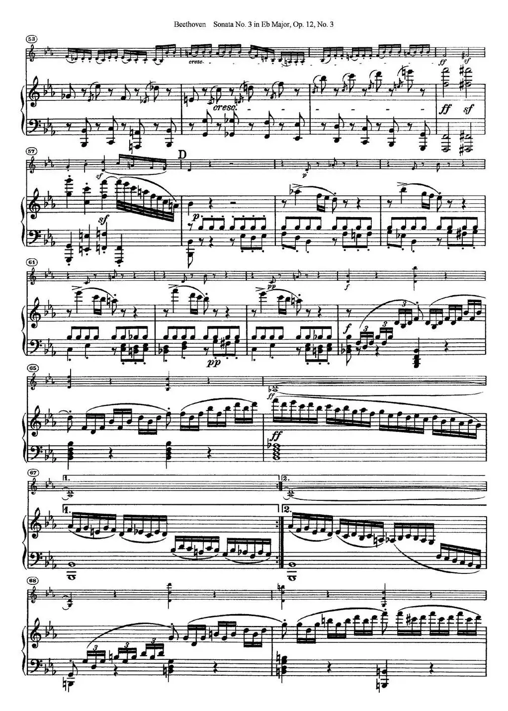 Violin Sonata No.3 in Eb Major Op.12 No.3（小提琴+钢琴伴奏）