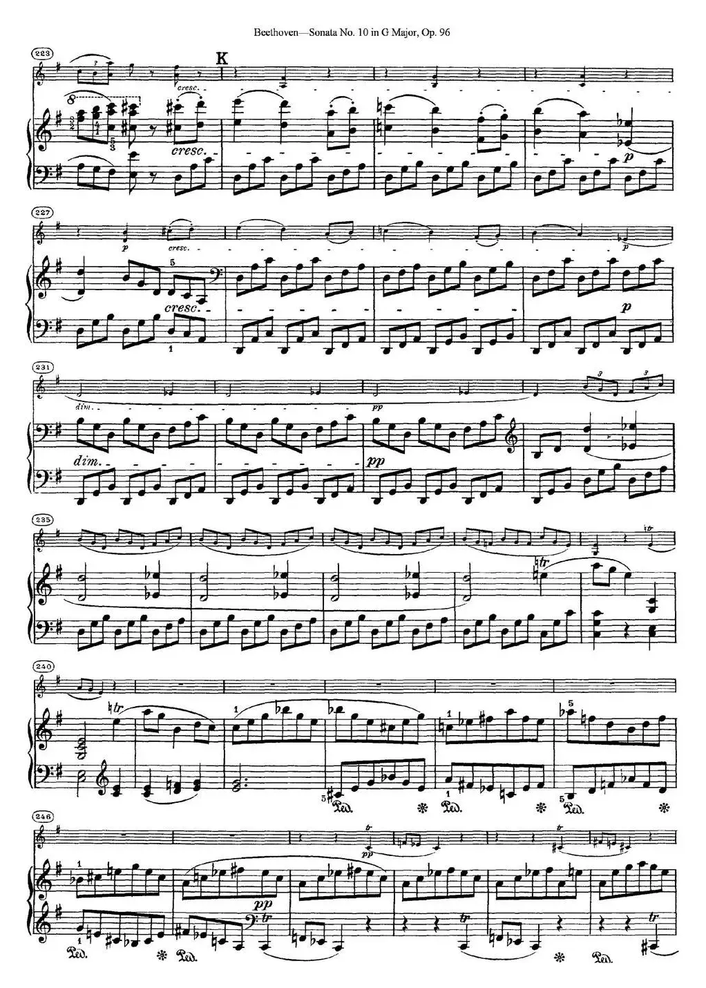 Violin Sonata No.10 in G Major Op.96（小提琴+钢琴伴奏）