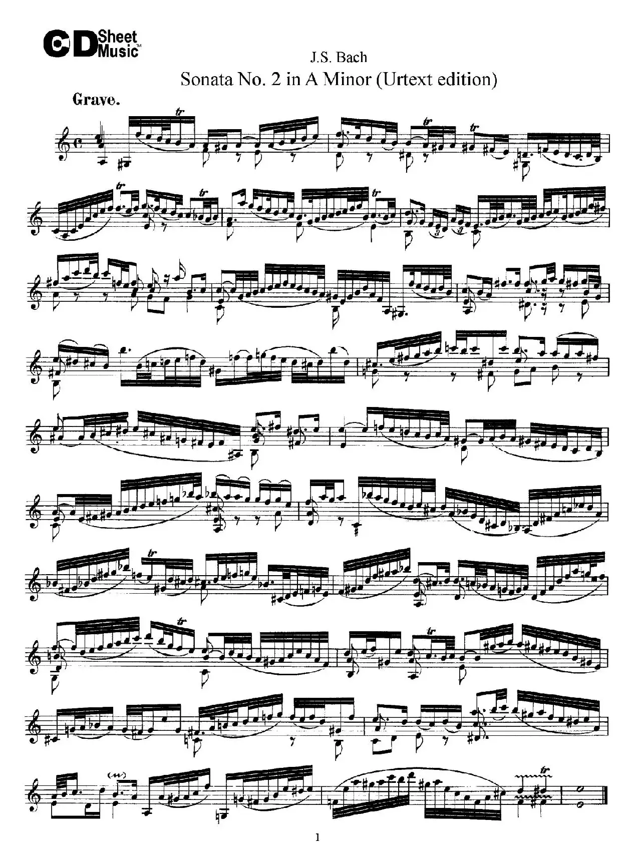 6 Violin Sonatas and Partitas 3.Sonata No.2 A Minor（Urtext edition）