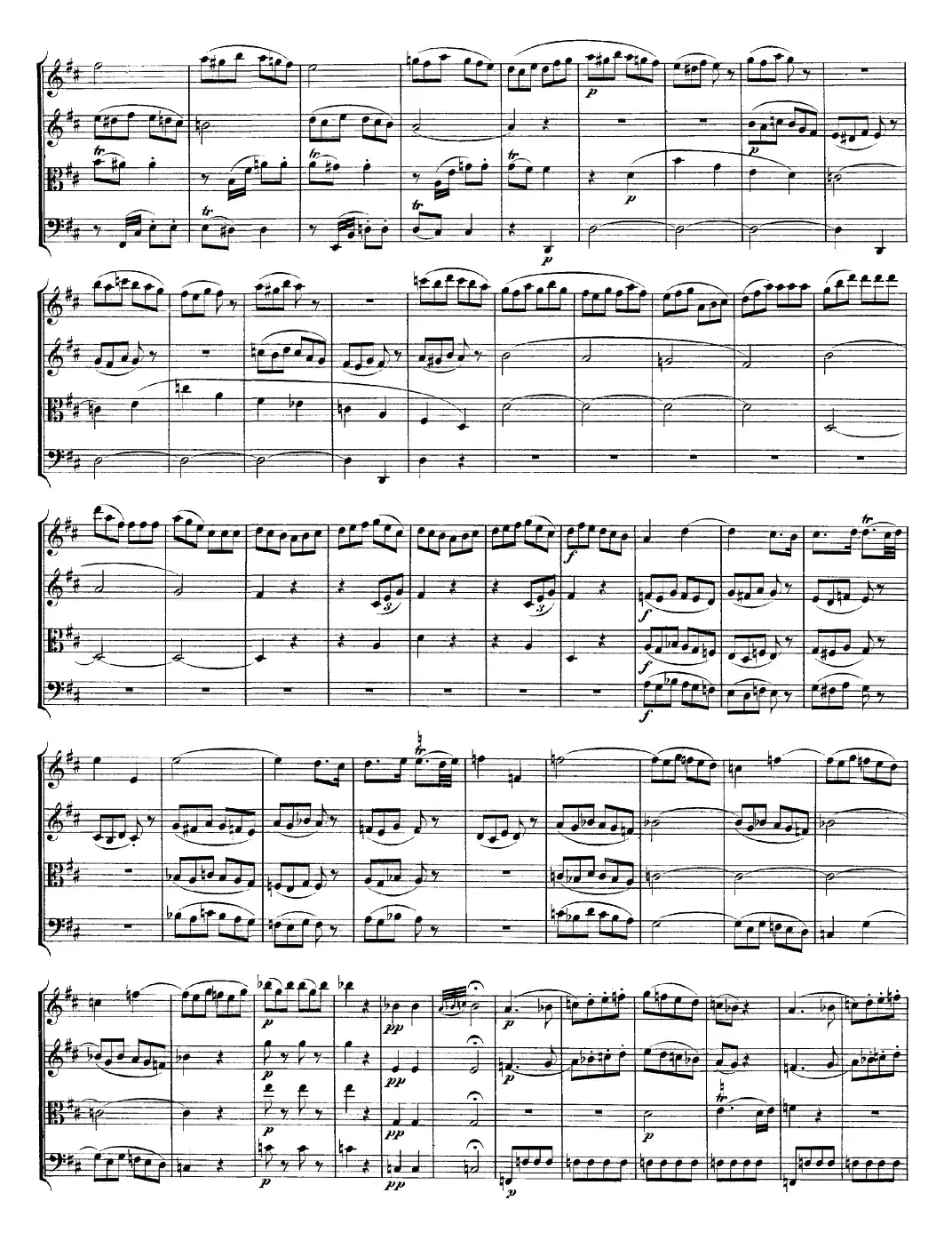 Mozart《Quartet No.20 in D Major,K.499》（总谱）