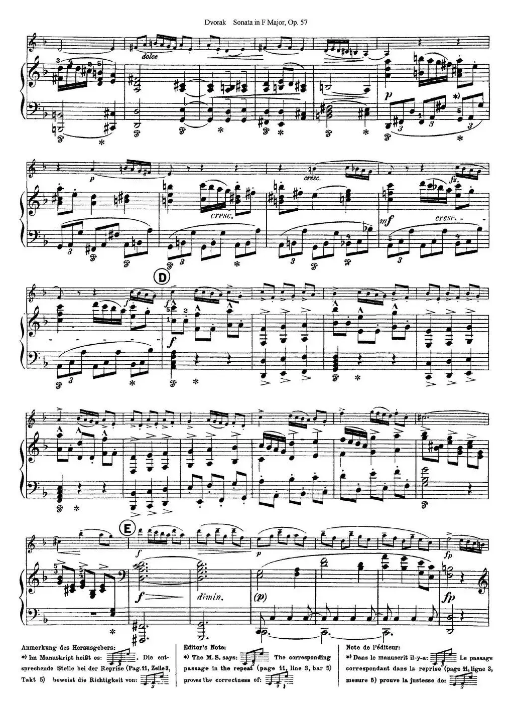 Violin Sonata Op.57（小提琴+钢琴伴奏）