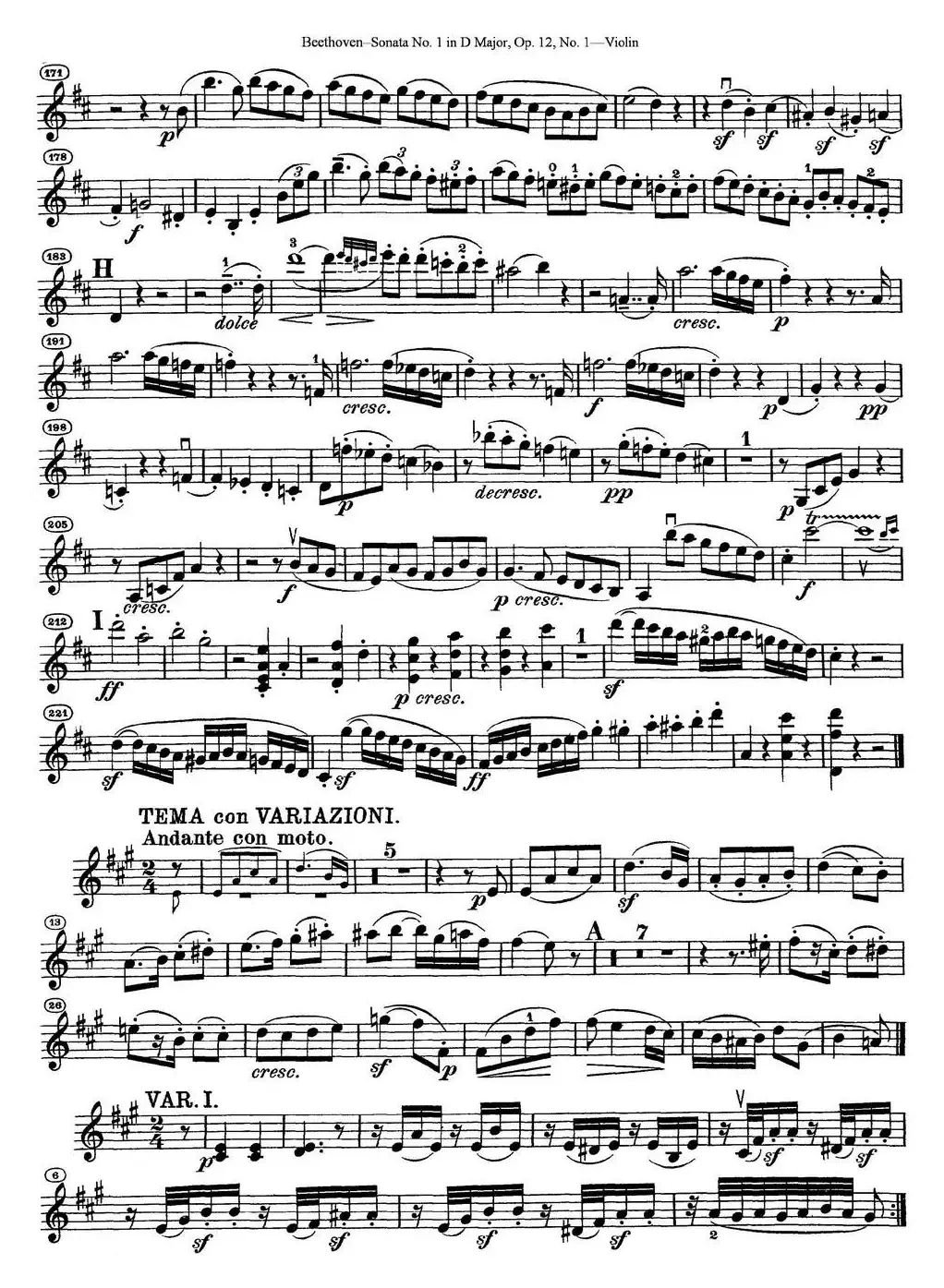 Violin Sonata No.1 in D Major Op.12 No.1