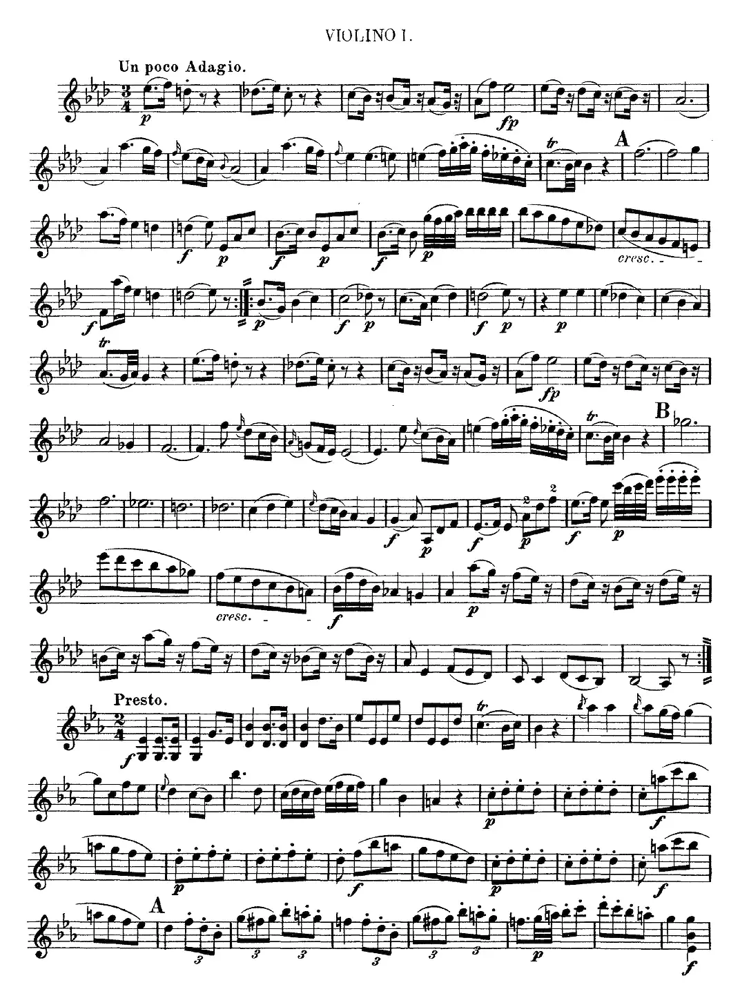 Mozart《Quartet No.7 in Eb Major,K.160》（Violin 1分谱）