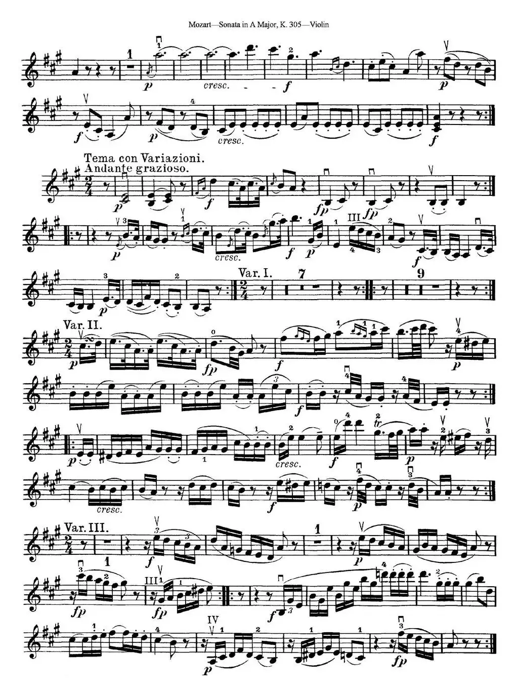 Violin Sonata in A Major K.305