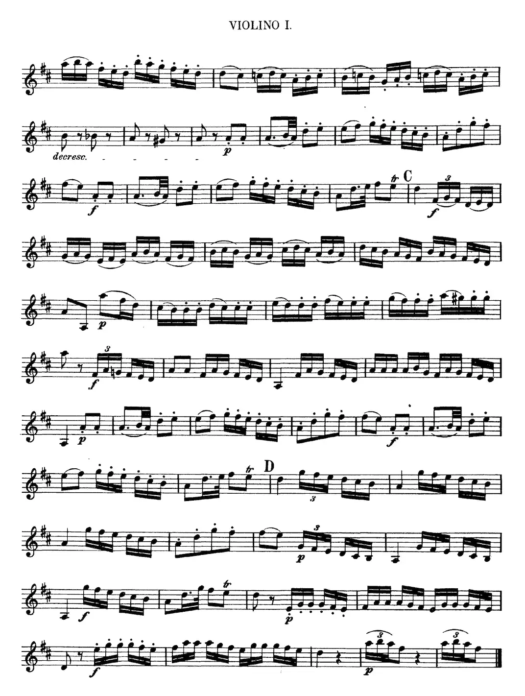Mozart《Quartet No.13 in D Minor,K.173》（Violin 1分谱）