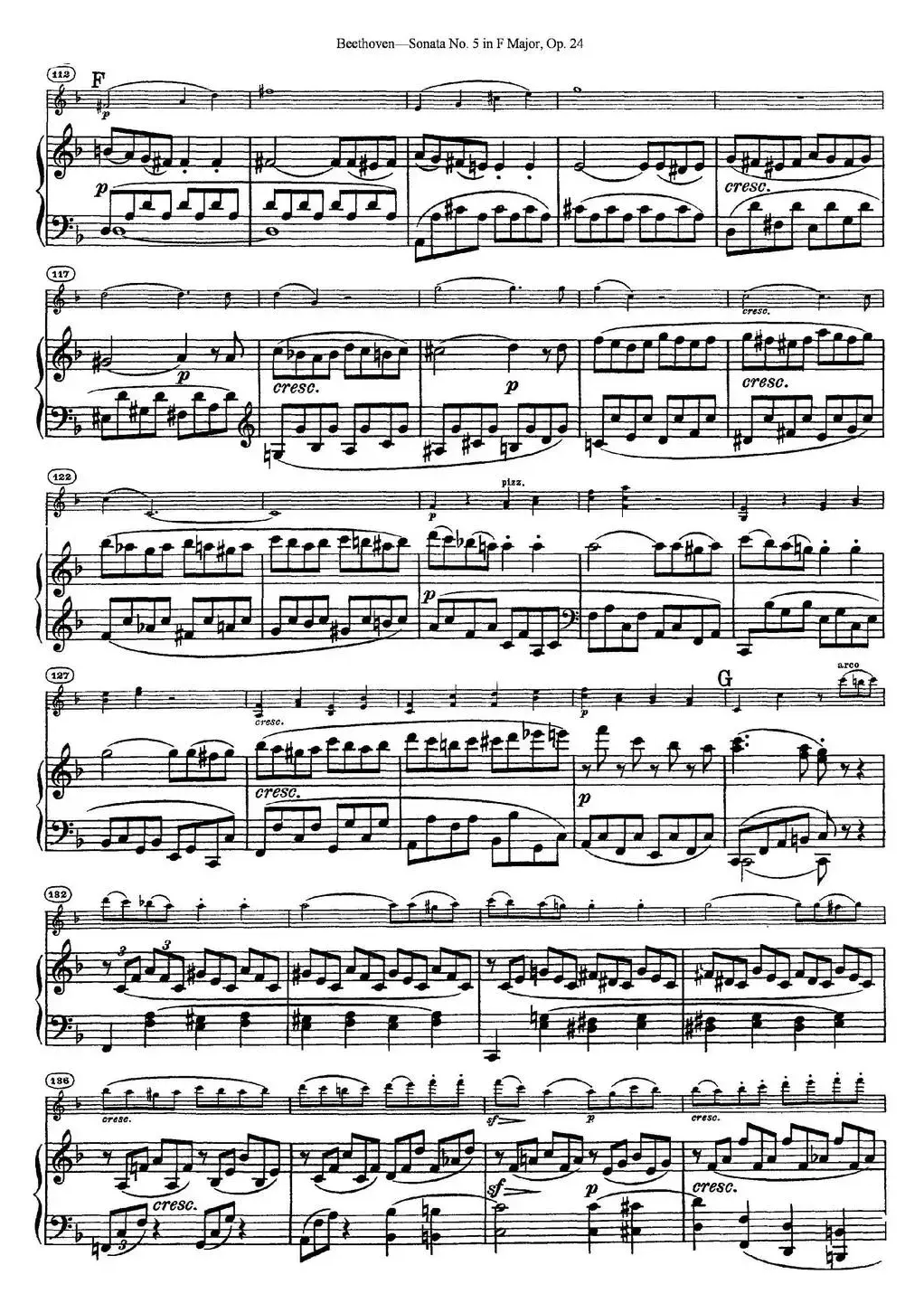 Violin Sonata No.5 in F Major Op.24（小提琴+钢琴伴奏）