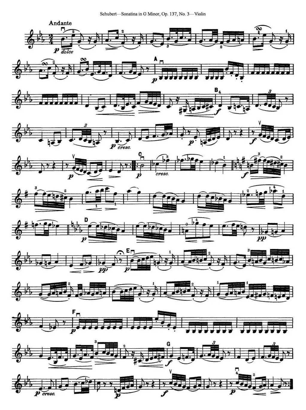 Violin Sonatina in G minor Op.137 No.3