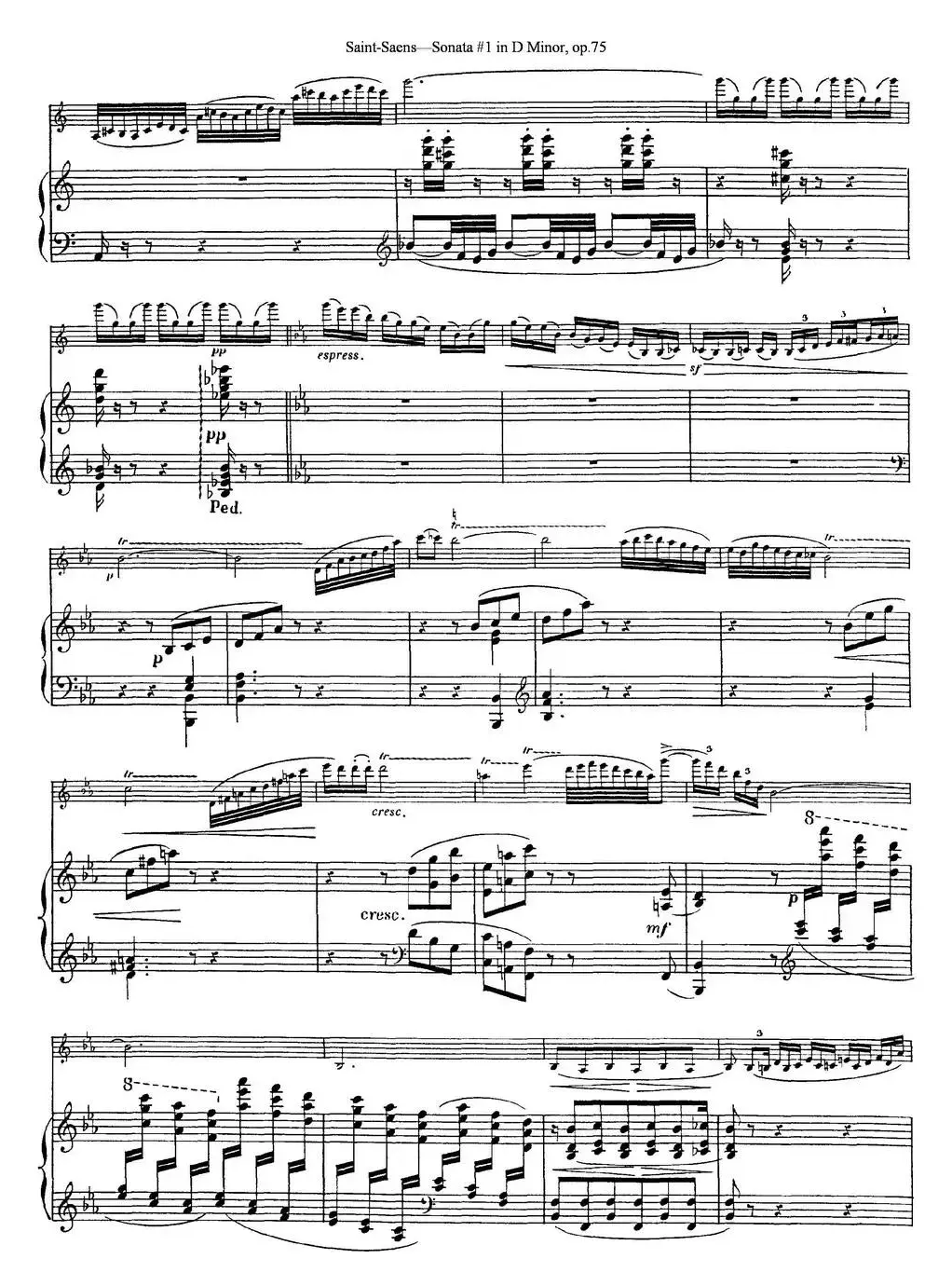 Violin Sonata No.1 in D Minor Op.75（小提琴+钢琴伴奏）