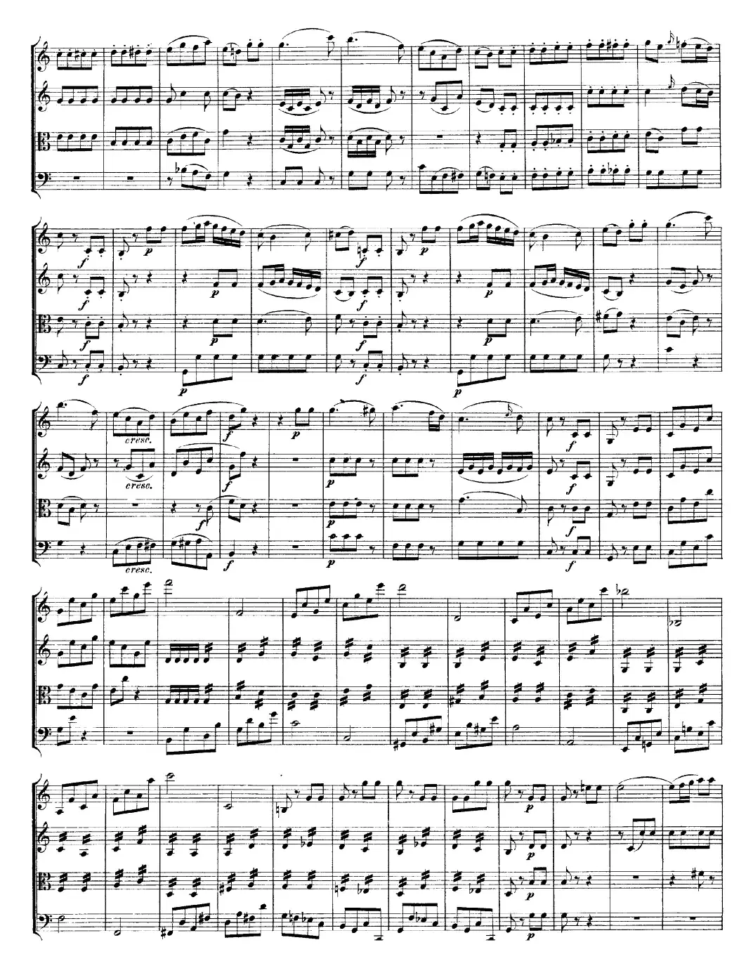 Mozart《Quartet No.19 in C Major,K.465》（总谱）